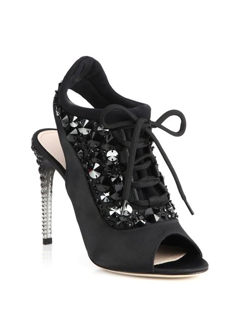 miu miu crystal satin heels|Satin pumps Black .